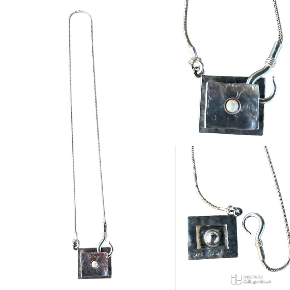 Silpada Didae vintage sterling silver and pearl hook clasp necklace